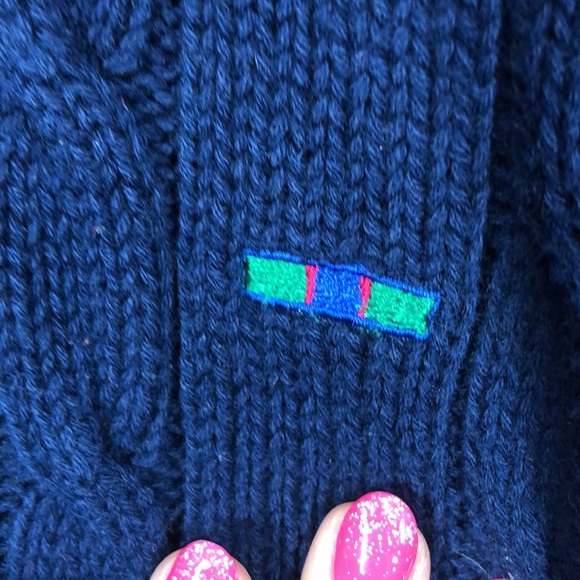 Vintage Alexander Julian Colours navy blue cable net sweater size xl - Picture 3 of 10